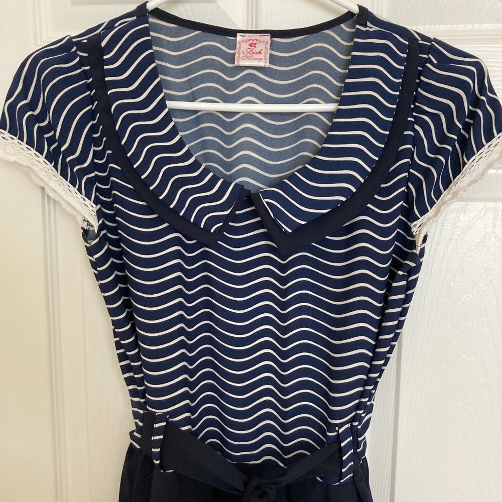 Navy Tie Front Dress